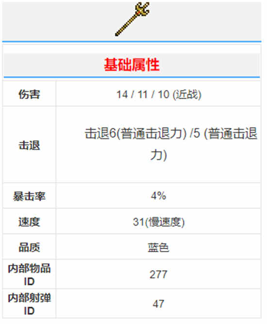 《泰拉瑞亚》三叉戟武器介绍