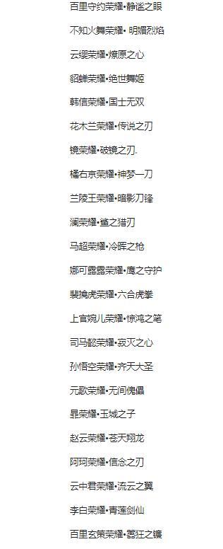 王者荣耀专属称号有哪些 王者荣耀专属称号一览